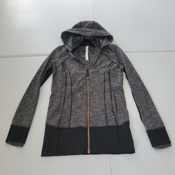 Lululemon Hooded Define Jacket Womens 8 Gray Black Heather Full Zip Yoga - Picture 1 of 7
